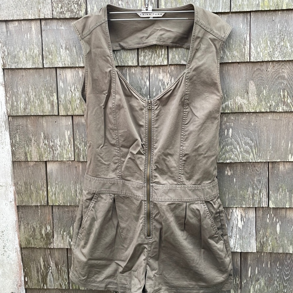 Trina Turk Finley Romper olive green
